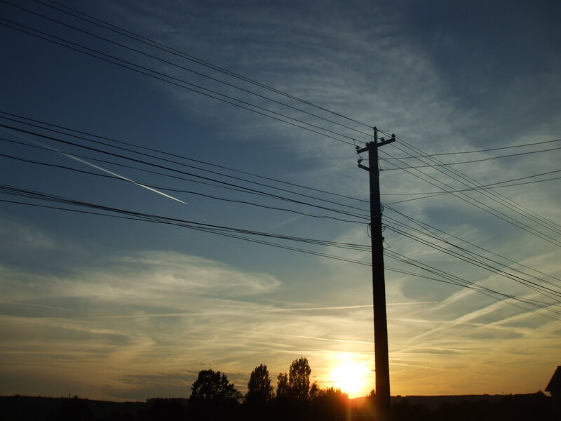 Sunset with power lines