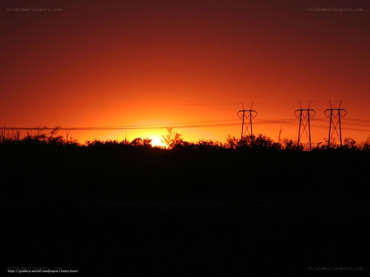 Sunset with power lines