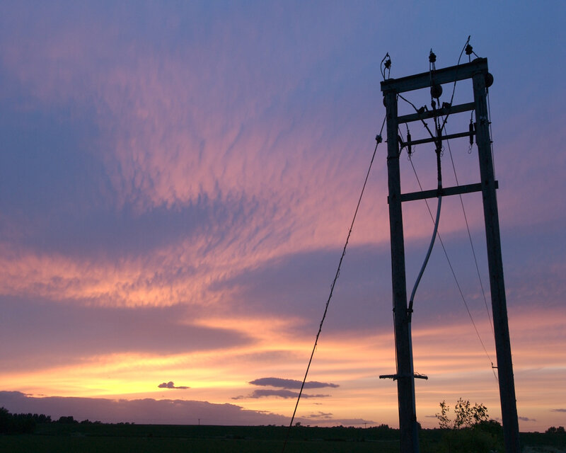 Sunset with power pole