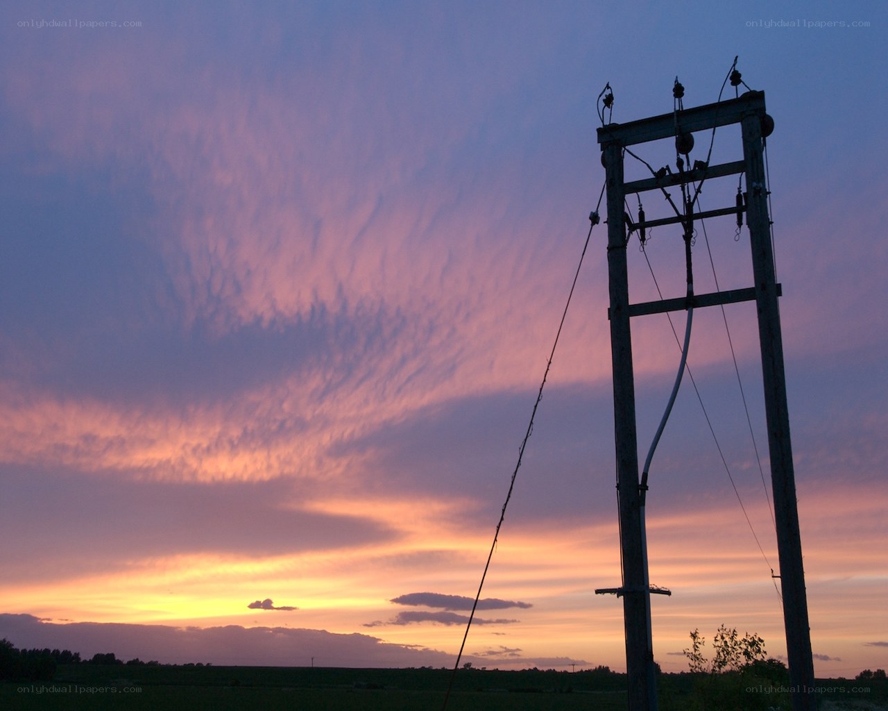 Sunset with power pole