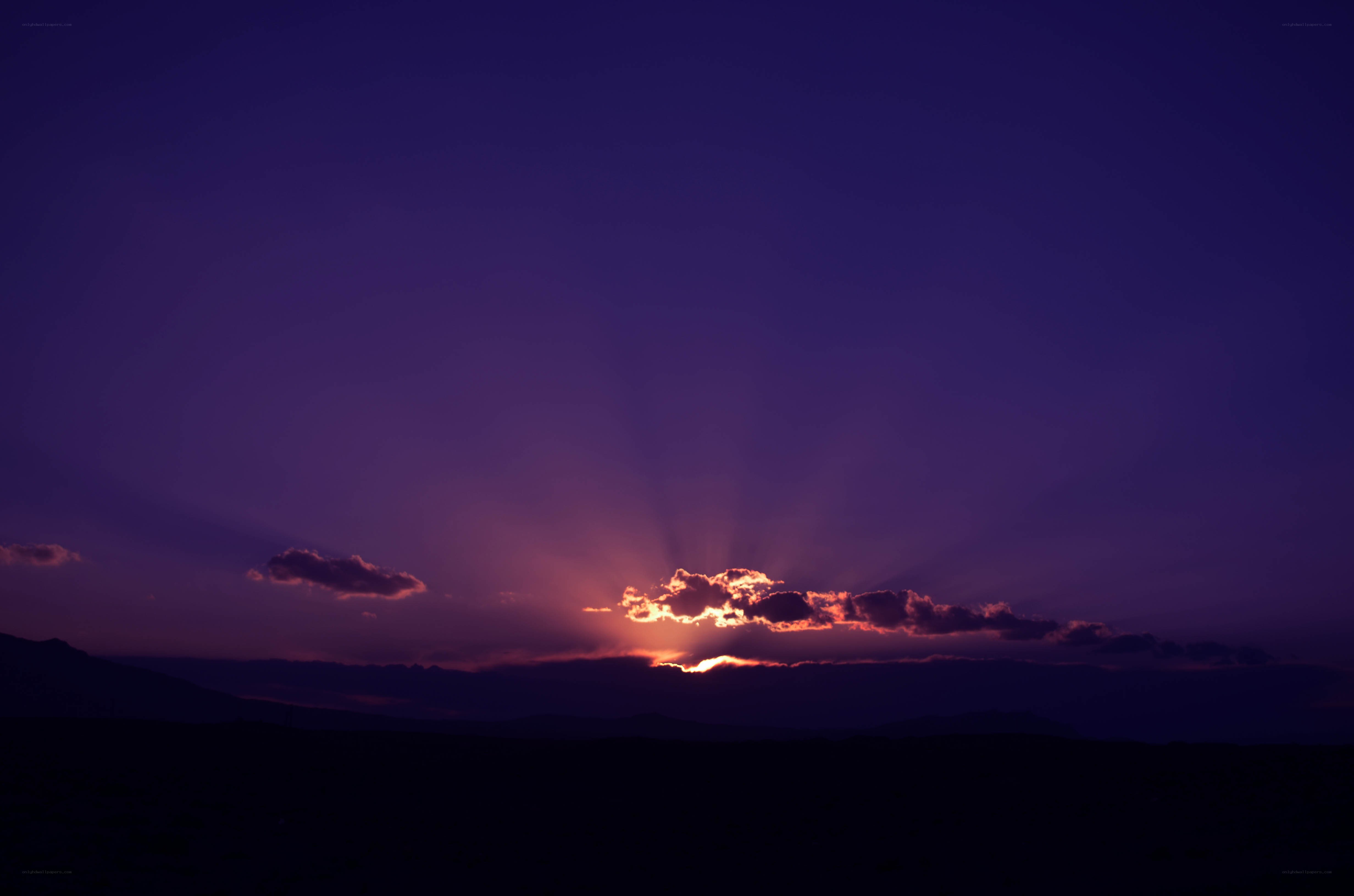 Sunset with purple sky