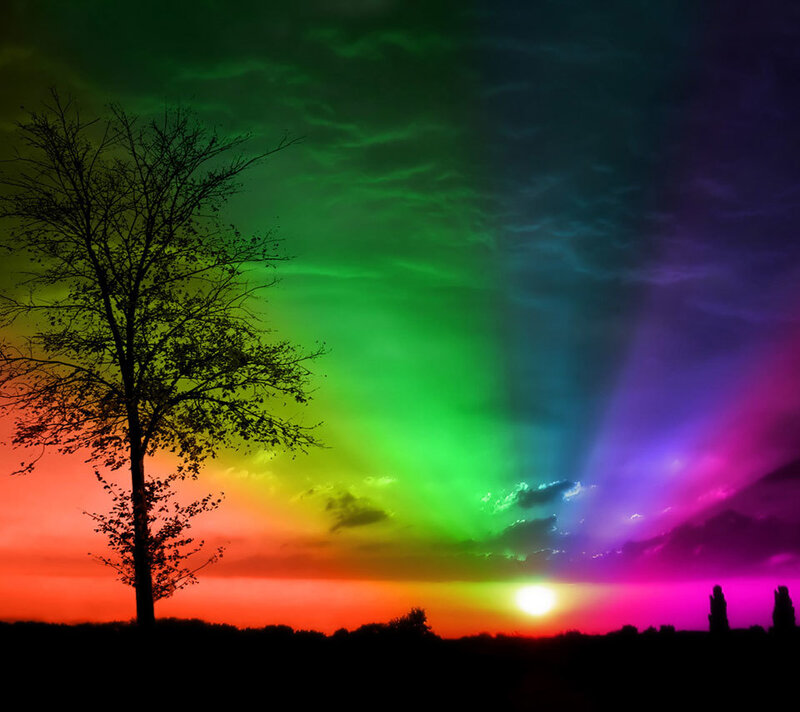 Sunset with Rainbow Sky