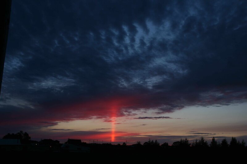 sunset with red beam