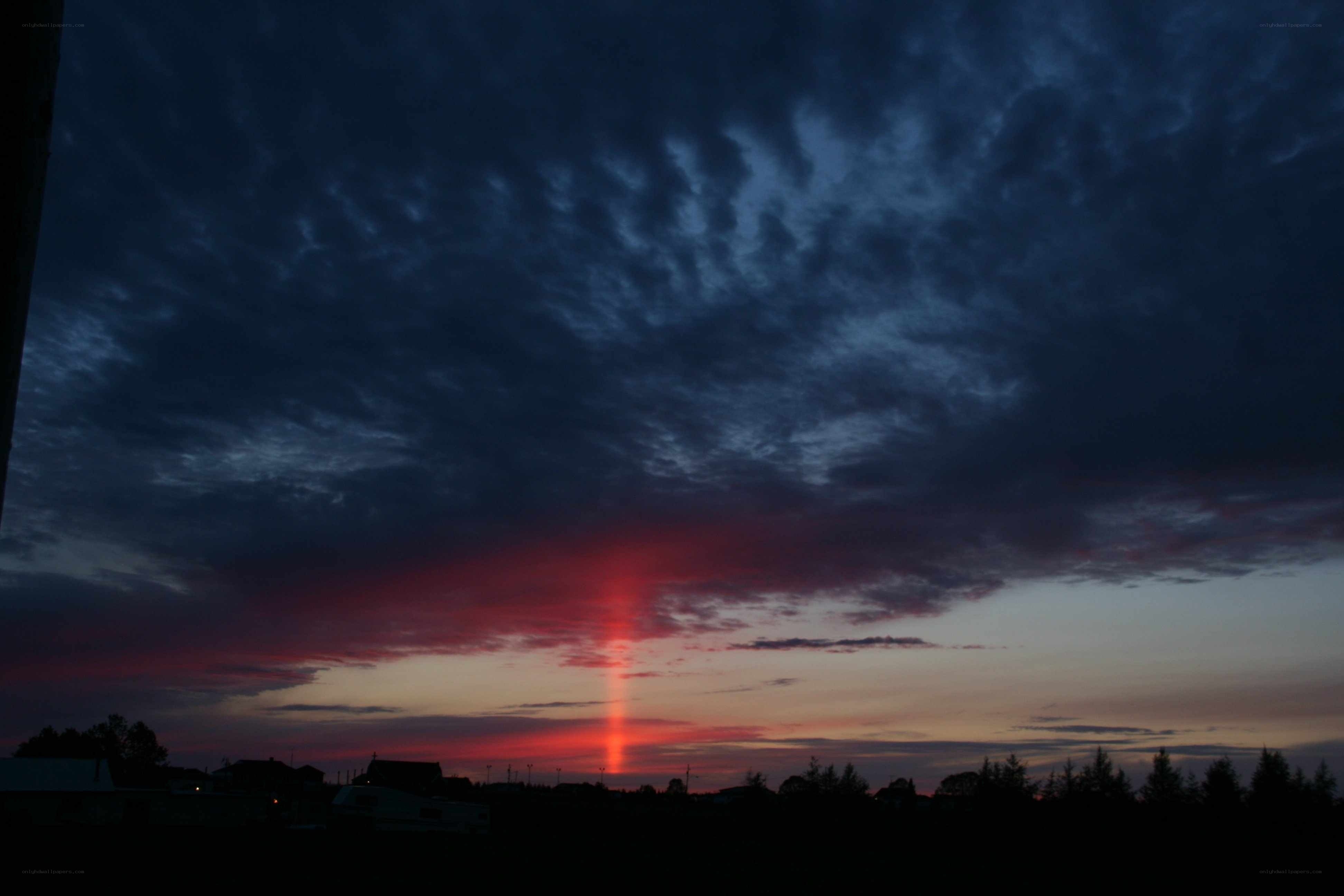 sunset with red beam