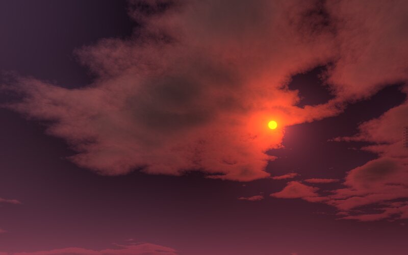 Sunset with red clouds