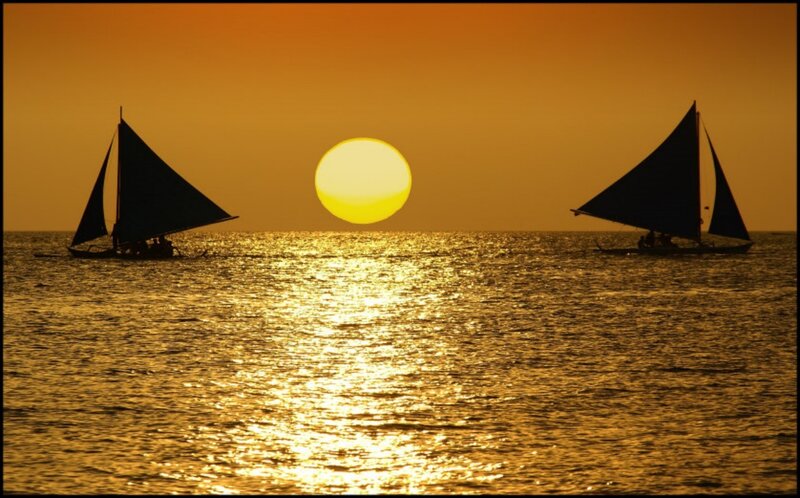 Sunset with sailboats