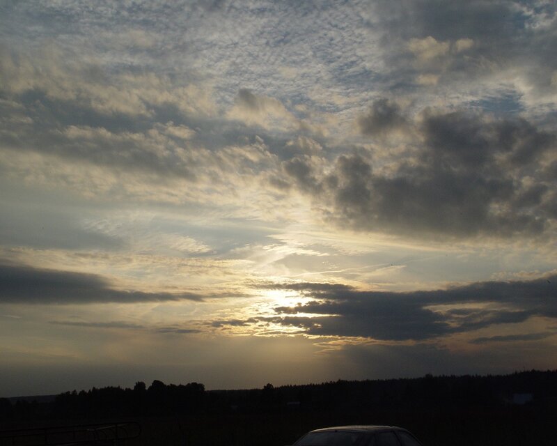 Sunset with scattered clouds