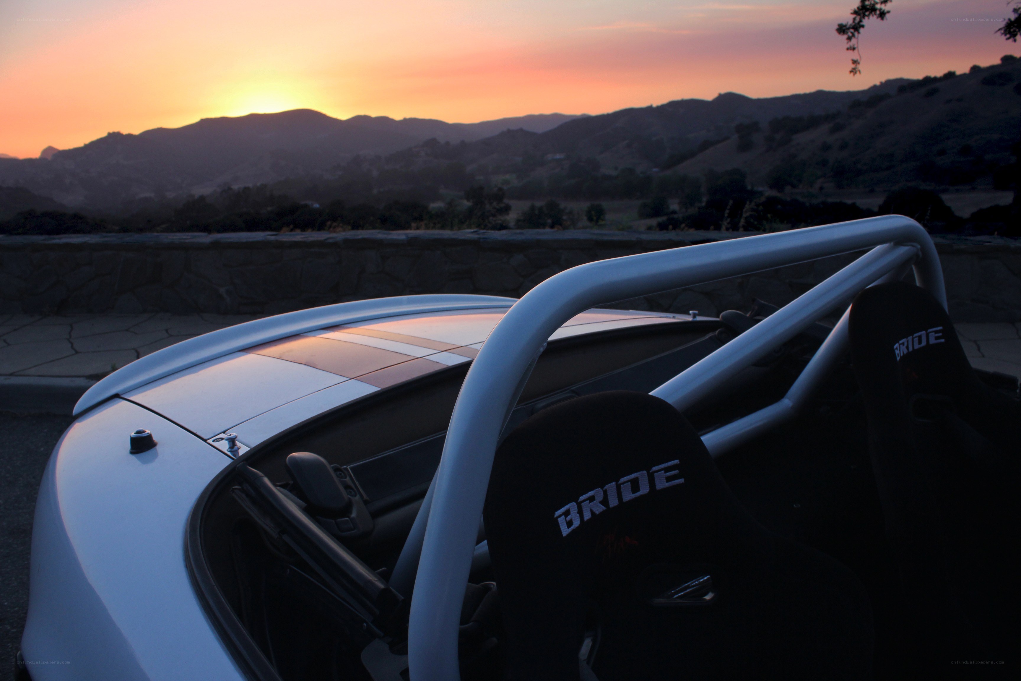 Sunset with sports car