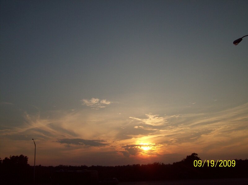 Sunset with streetlights