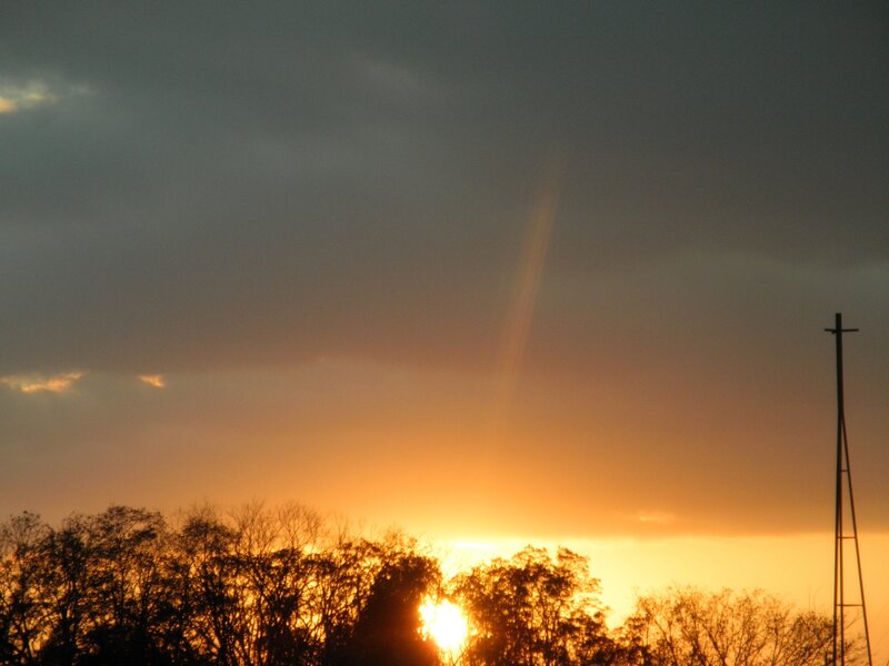 Sunset with sun pillar