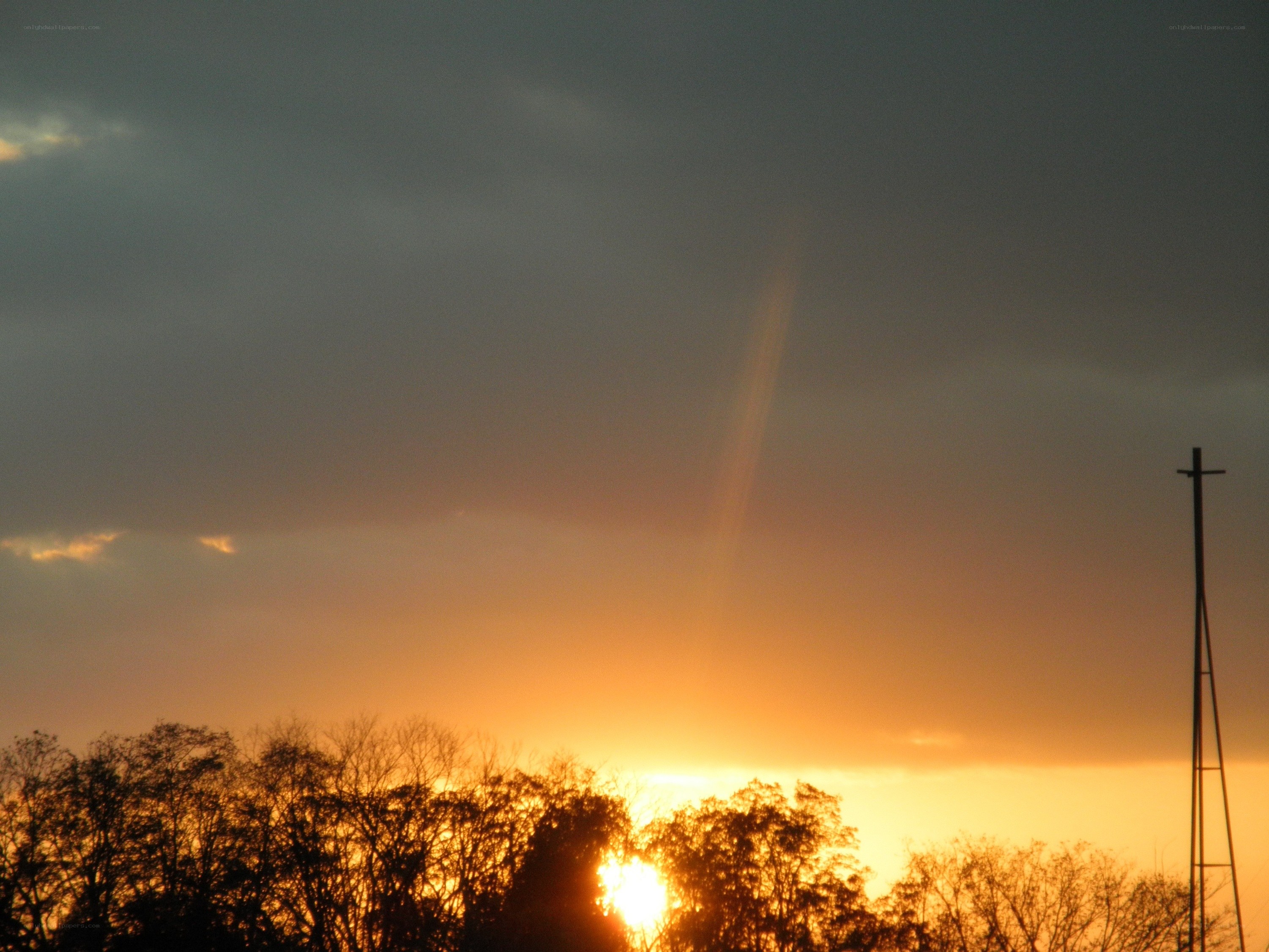 Sunset with sun pillar