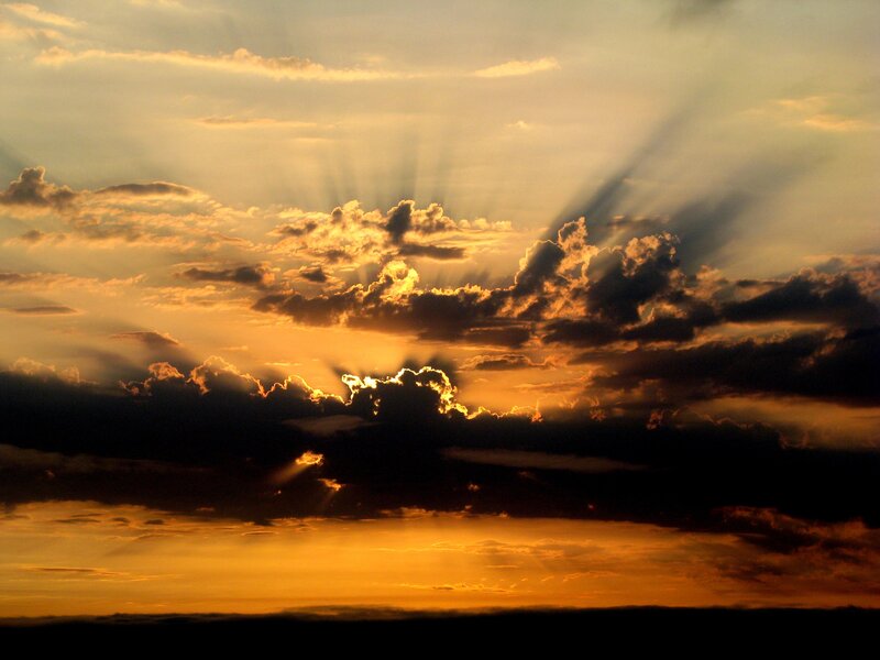 Sunset with sunbeams