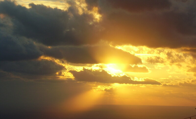 Sunset with sunbeams
