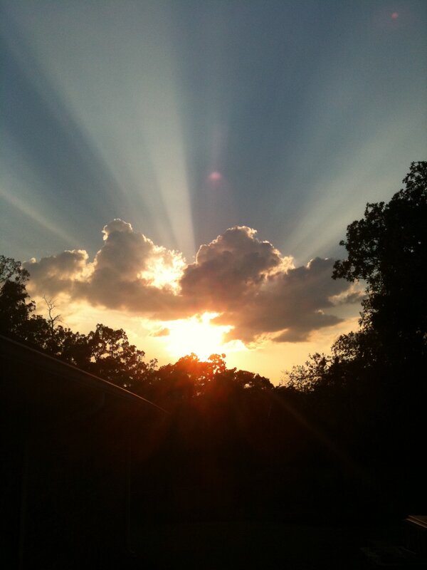 Sunset with sunbeams