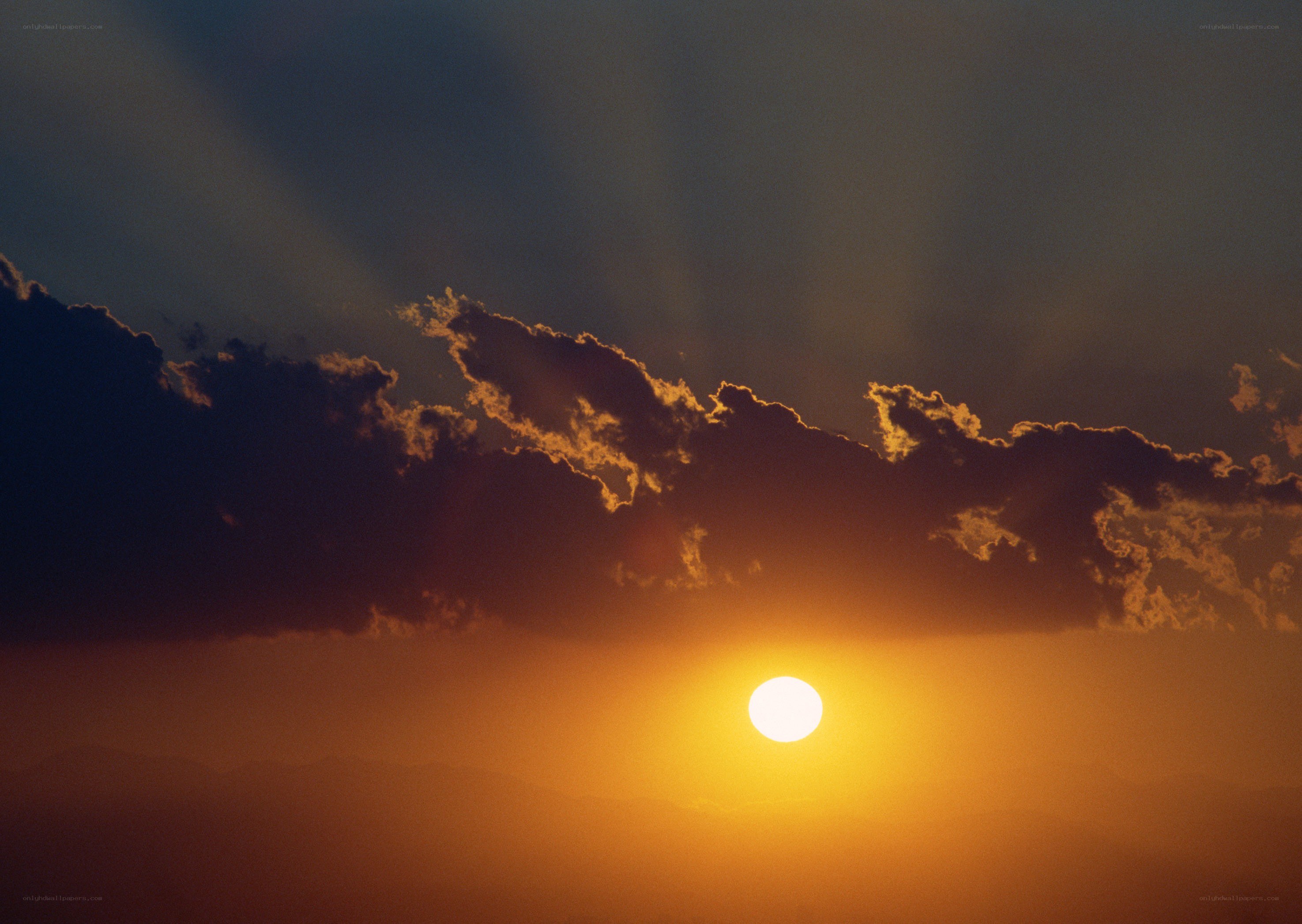 Sunset with sunbeams