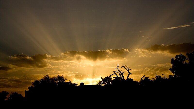 Sunset with sunbeams