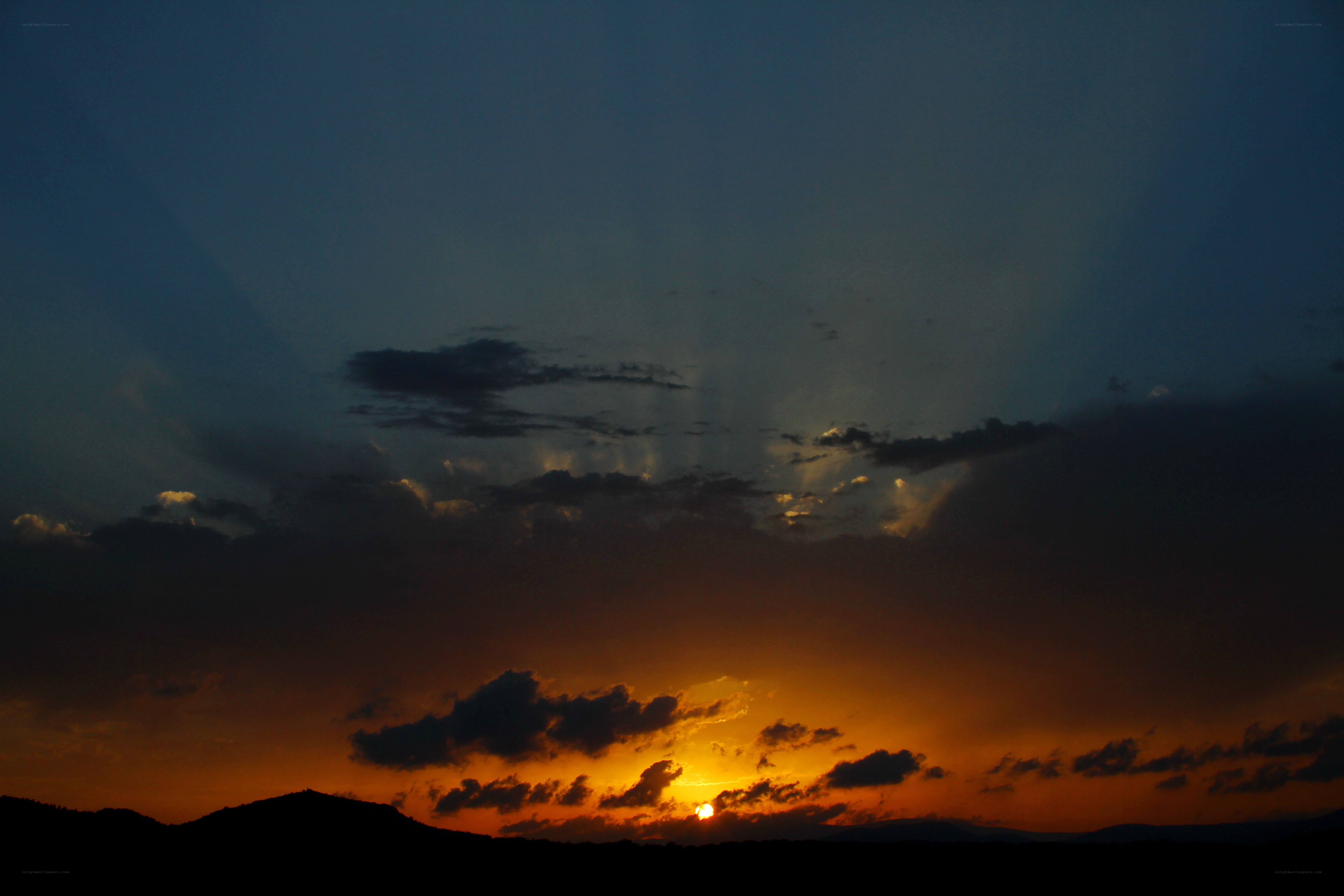 Sunset with sunbeams