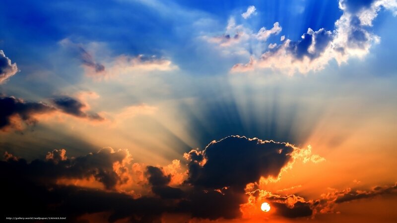 Sunset with sunbeams