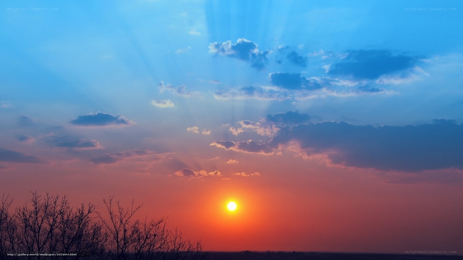 Sunset with sunbeams