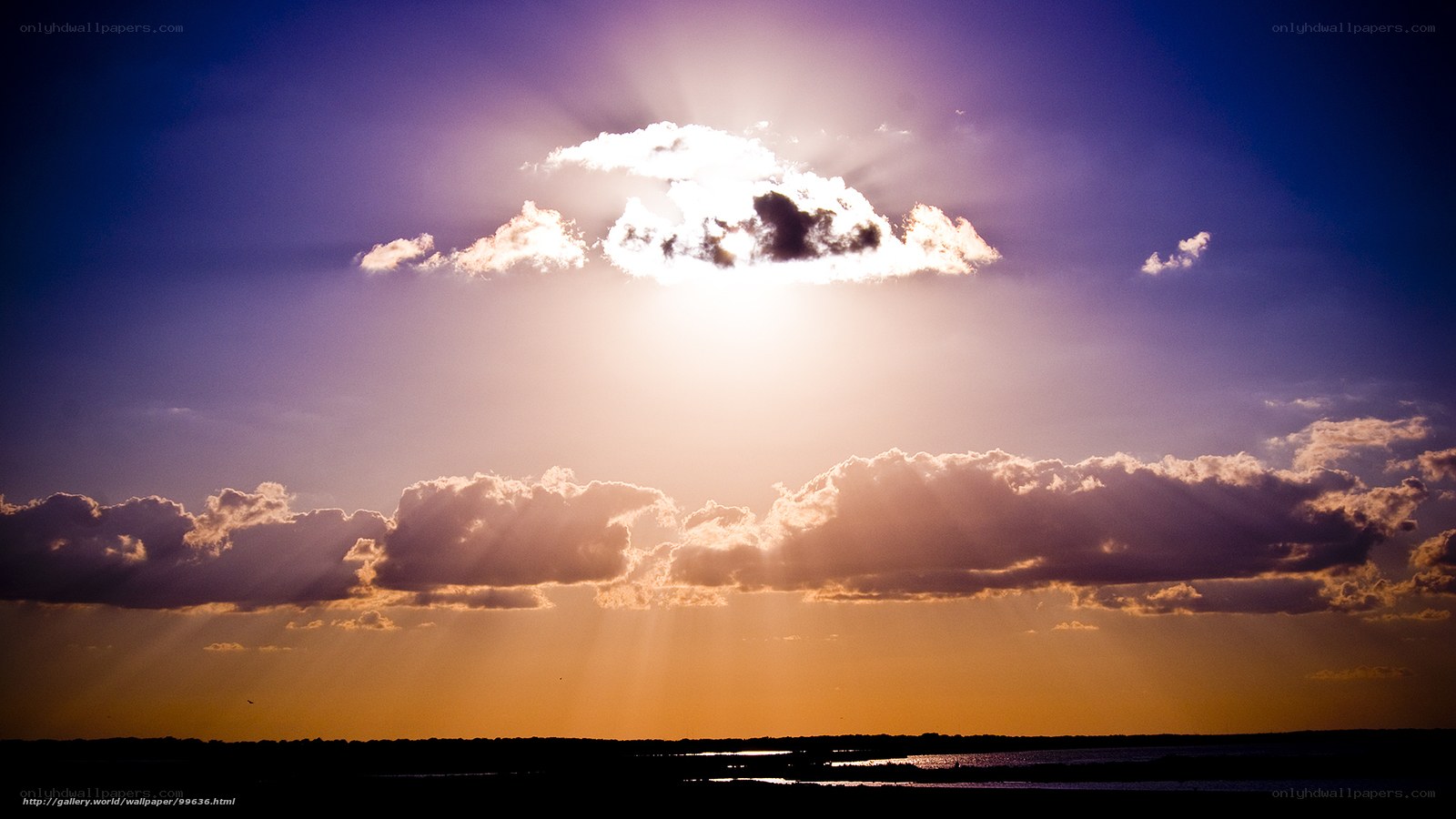 Sunset with sunbeams