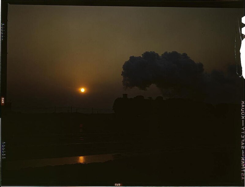 Sunset with train silhouette
