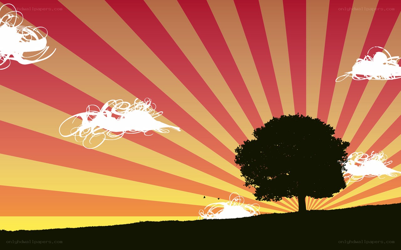 sunset with tree silhouette