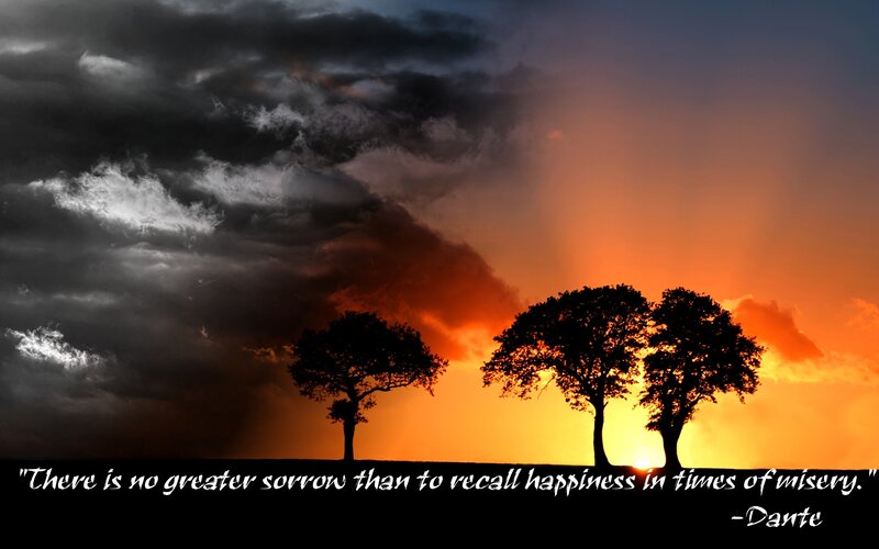 sunset with trees and quote