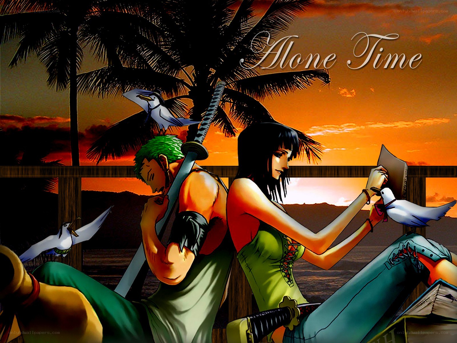 Sunset with Two Characters