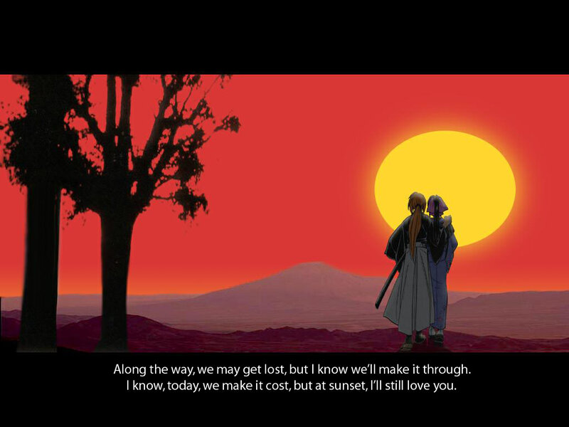 sunset with two figures