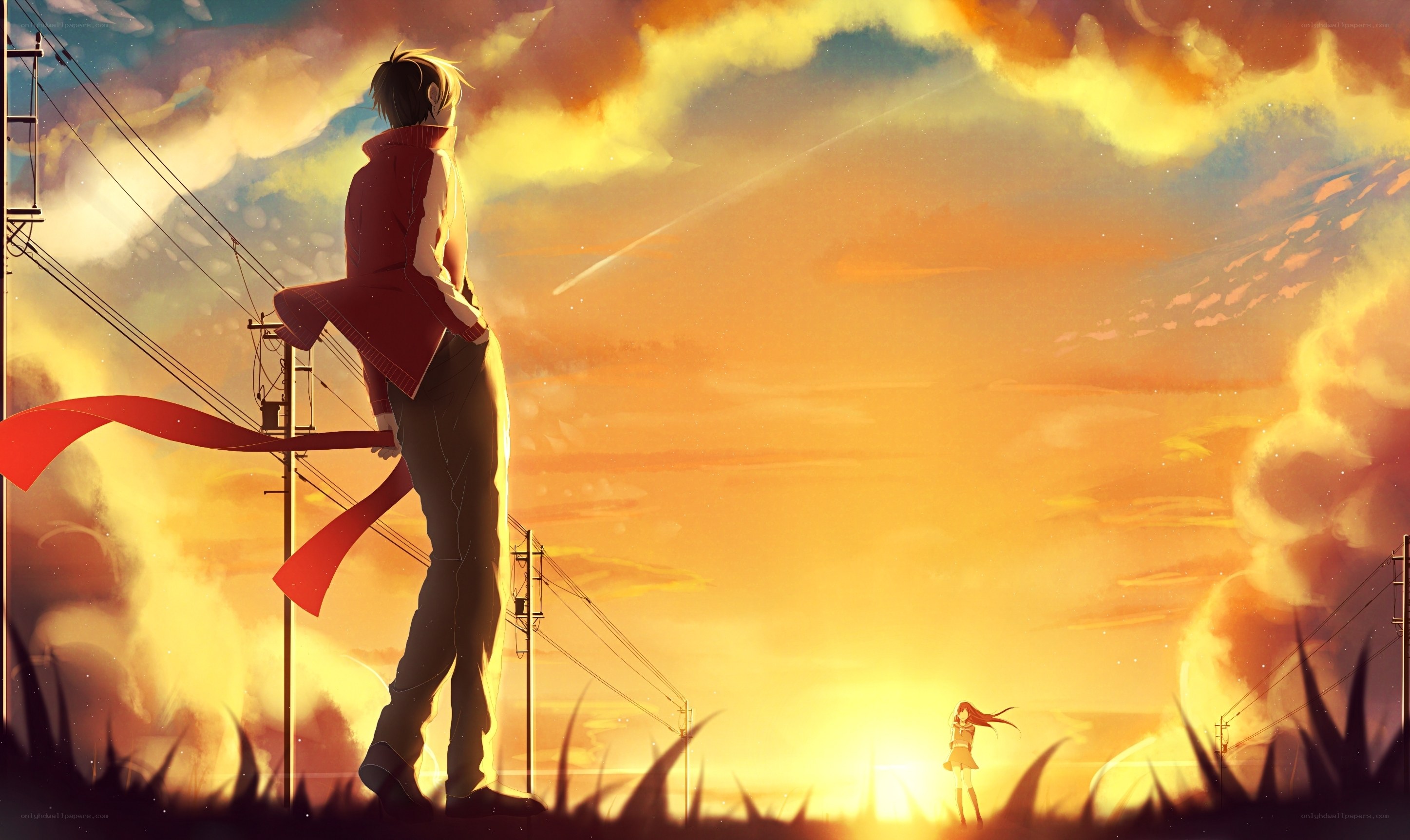 Sunset with two figures
