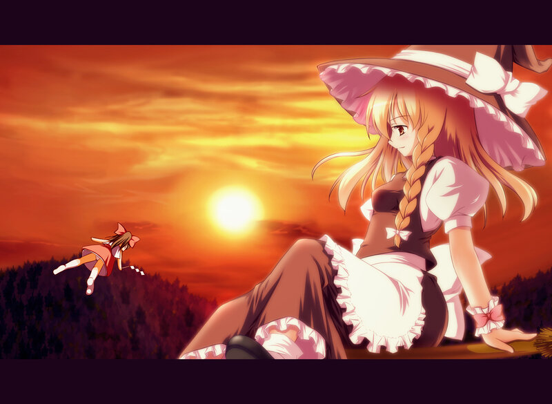 sunset with two girls