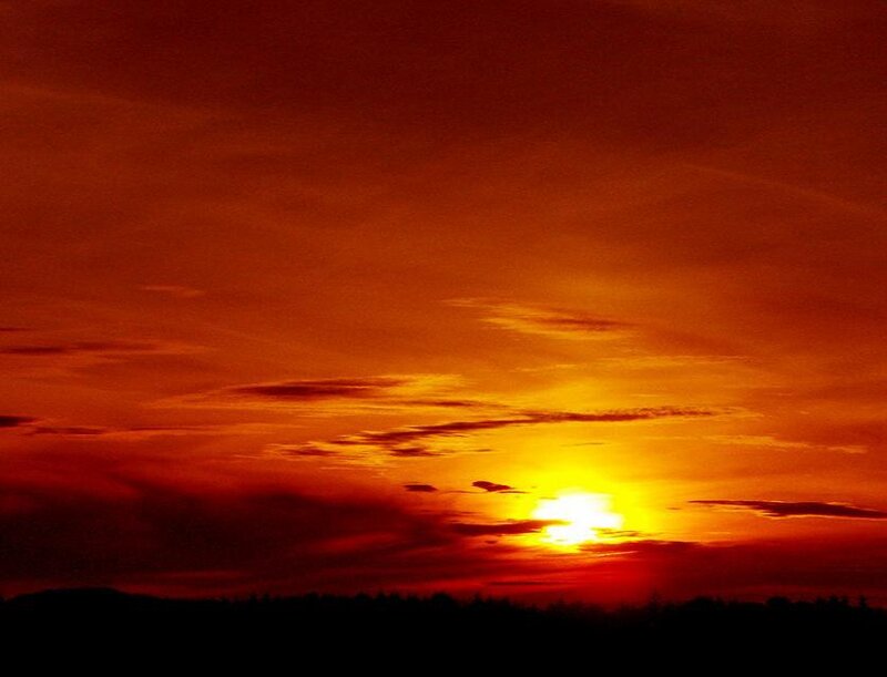 Sunset with vibrant orange sky