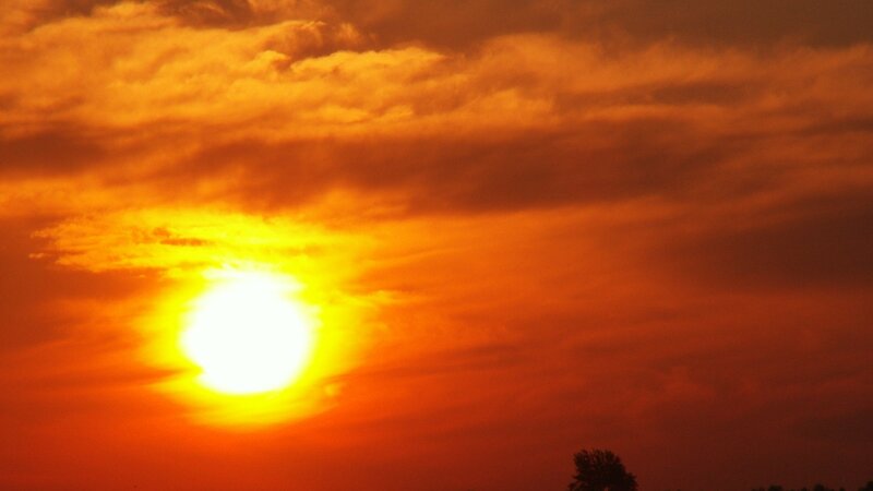 sunset with vibrant orange sky