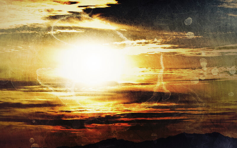 Sunset with vintage filter