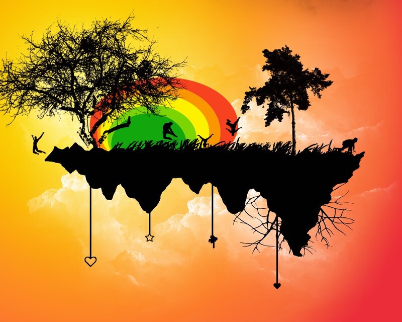sunset world silhouette