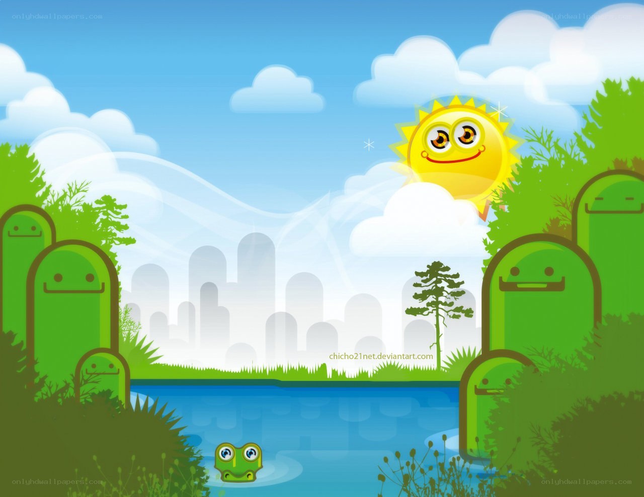 Sunshine by the pond