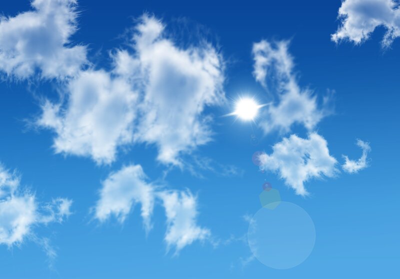 Sunshine with fluffy clouds