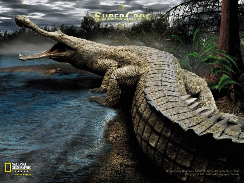 Super Croc in prehistoric swamp