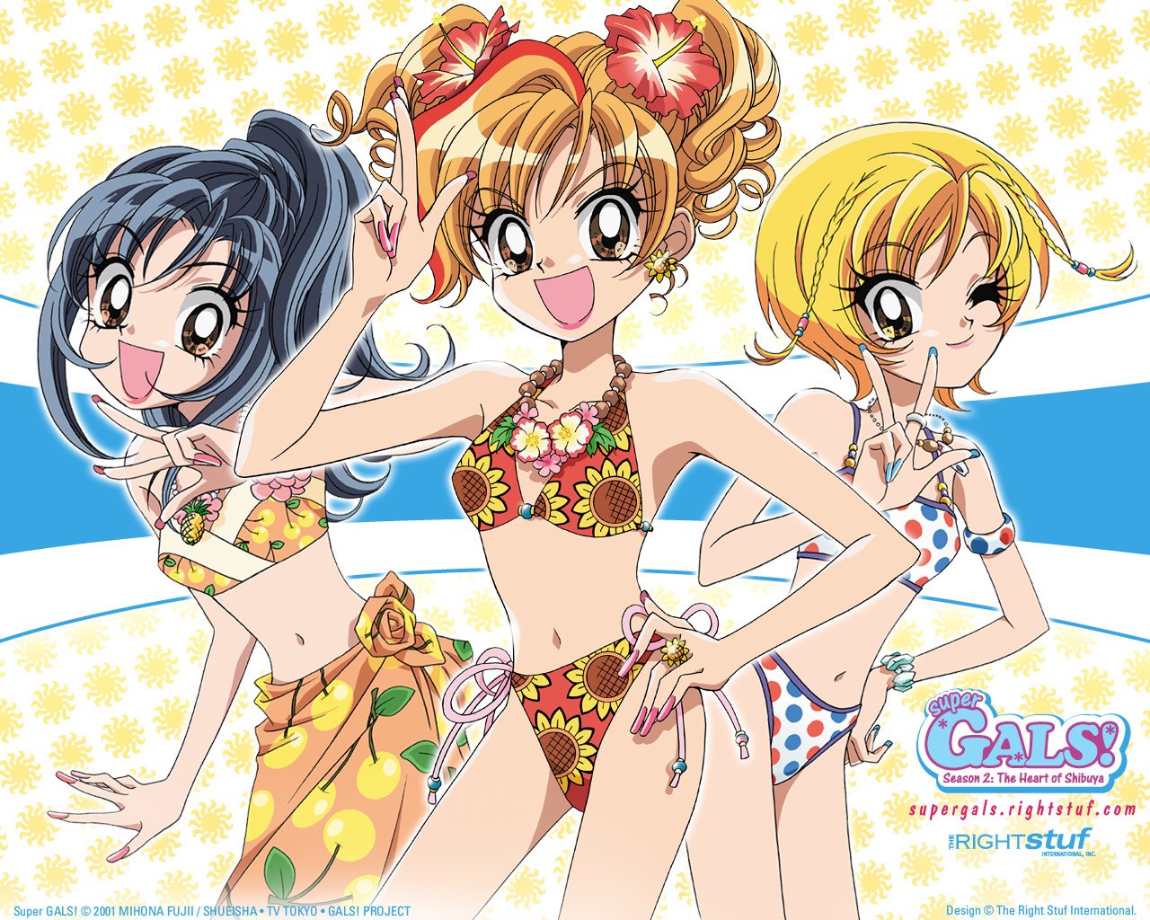 Super Gals! characters in swimsuits
