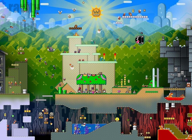 Super Mario Bros. level scene