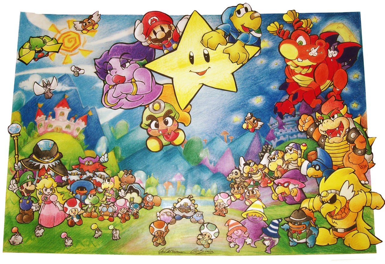 Super Mario characters gathering
