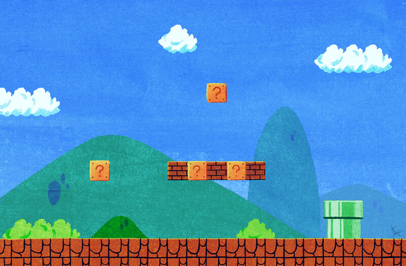 Super Mario-style landscape