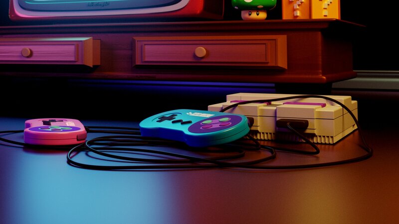 Super Nintendo Console and Controllers