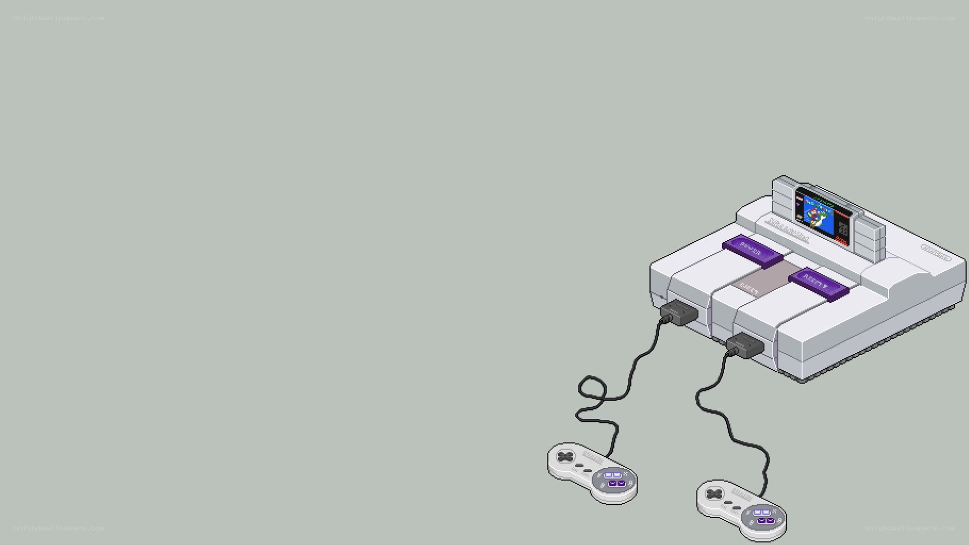 Super Nintendo console with controllers
