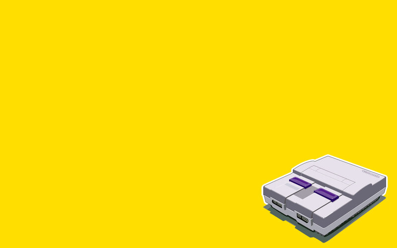 Super Nintendo on yellow background