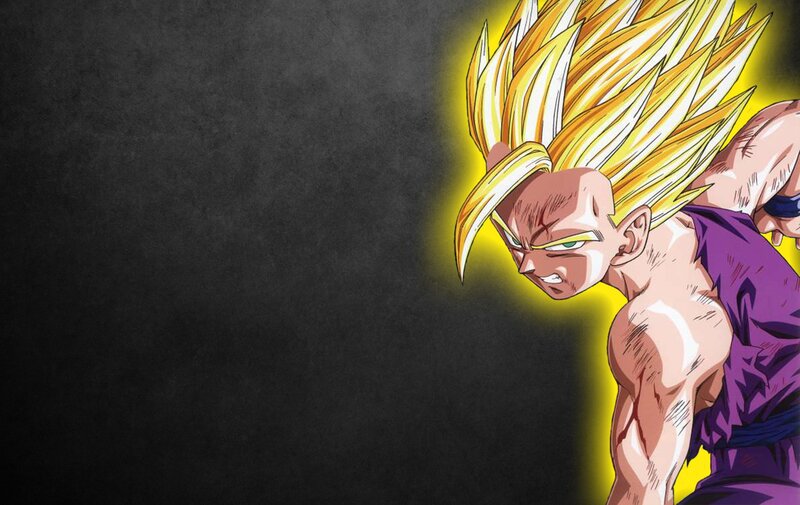 Super Saiyan Character — Black, Intense, Anime, Spiky Hair, Purple Gi