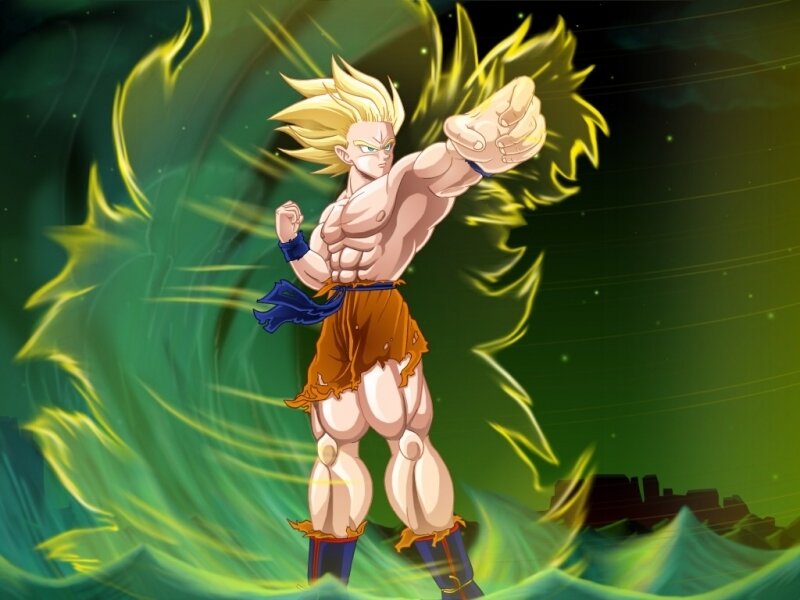 Super Saiyan Character — Green, Dramatic, Night
