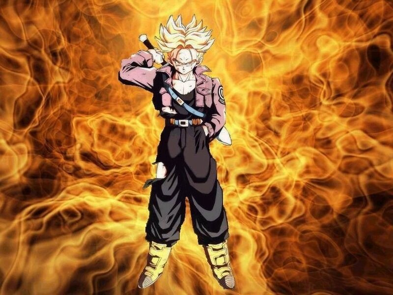 Super Saiyan Character — Orange, Dramatic, Anime, Flames