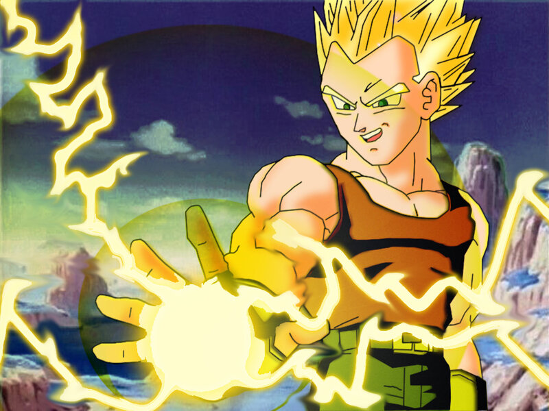 Super Saiyan character with energy blast