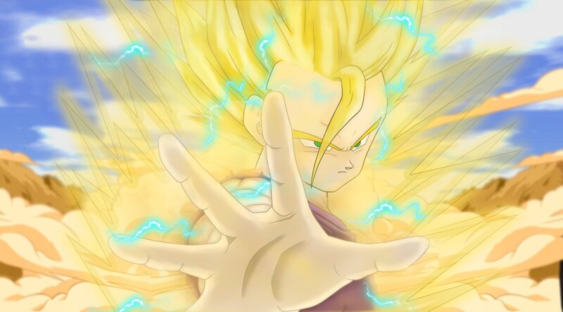 Super Saiyan Character — Yellow, Dramatic, Afternoon